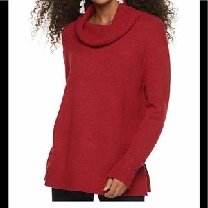 Red Cowlneck tunic sweater